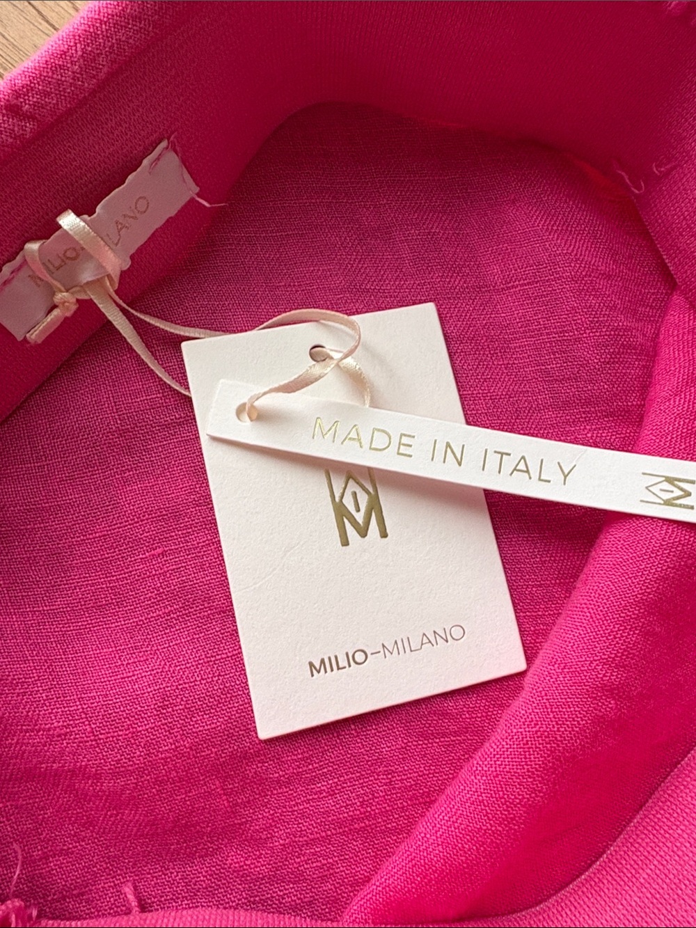 Milio Milano Crinkle 100% Linen A-Line Midi Skirt Fuchsia Pink Made in Italy - Picture 2 of 3